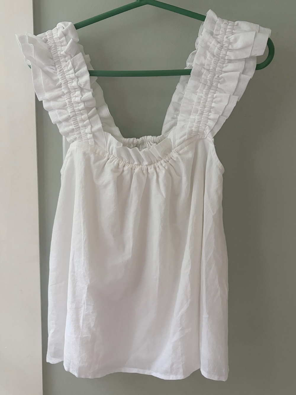 NEW Piyama Nicolette White Ruffle Strap Top XS white washed cotton - Picture 9 of 9